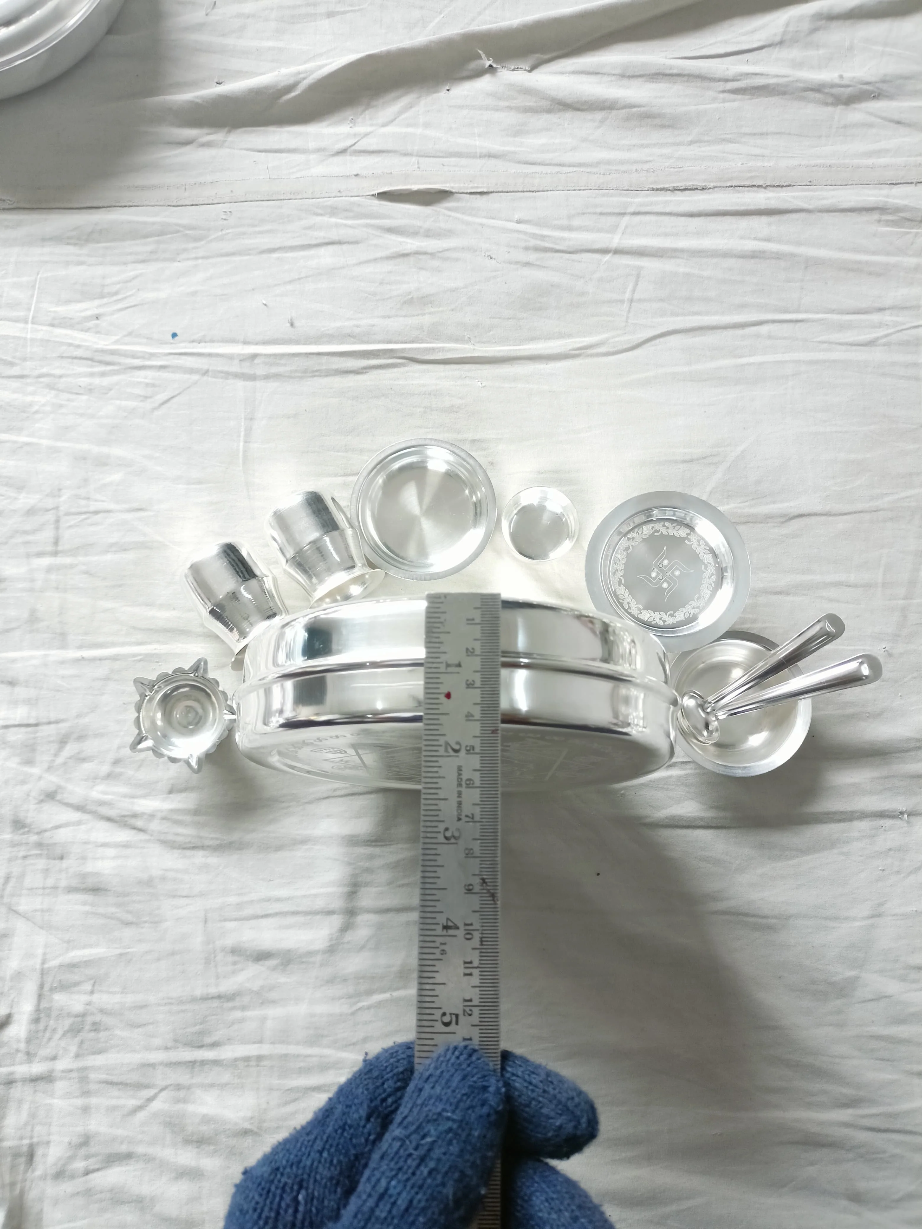 Silver-plated Jain Pooja Thali set - Image 4